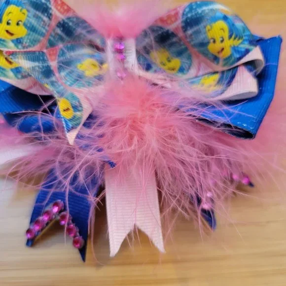 Little Mermaid Flounder ribbon bow - Picture 4 of 7